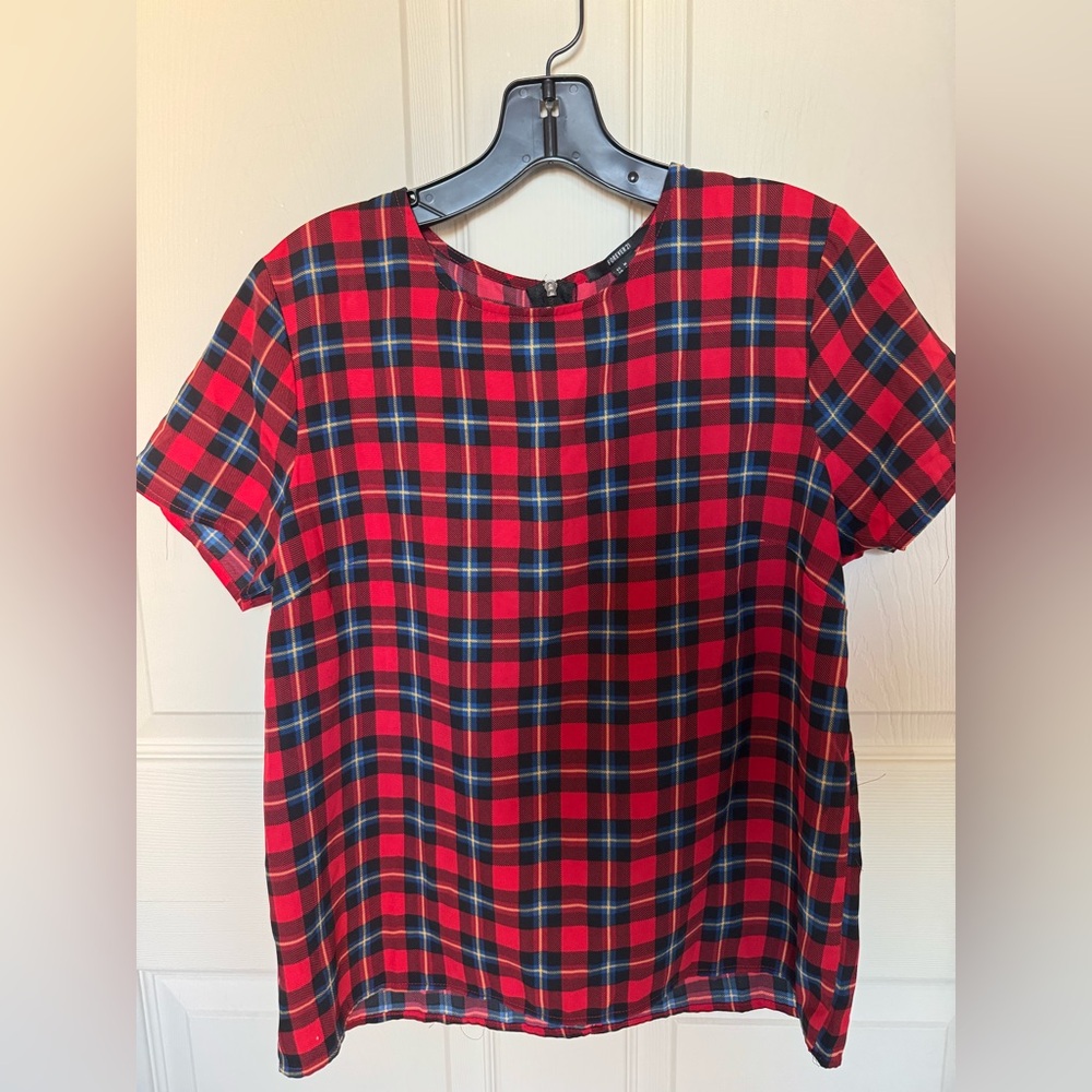 Plaid Red and Black Women's Top